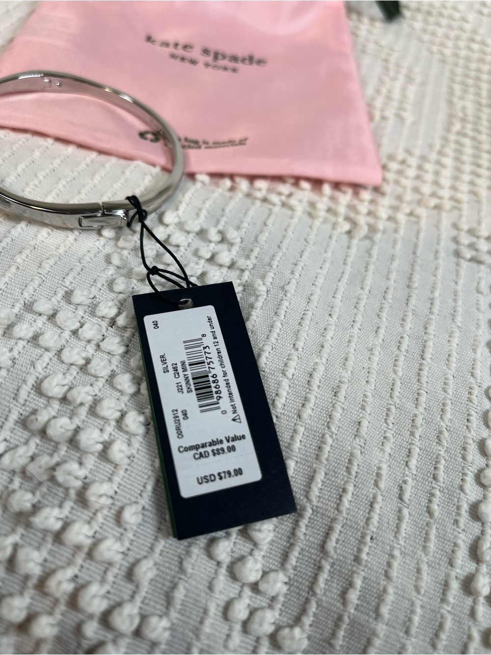 kate spade Silver Bow Bangle with Tag - Picture 5 of 6